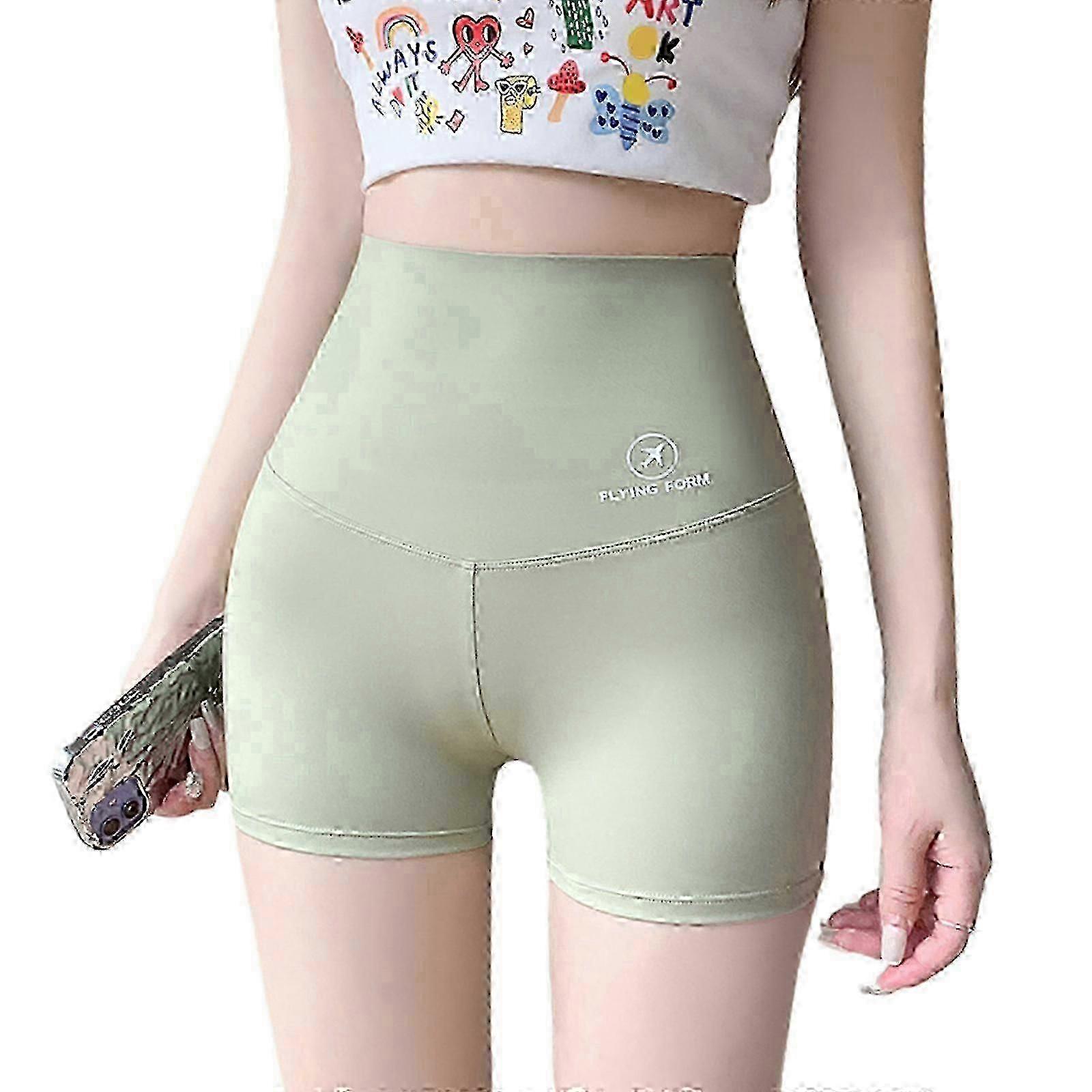 Women's Summer Elastic Belly Yoga Shorts - Thin, Breathable Running & Workout Bottoms in Solid White Color for Daily Wear