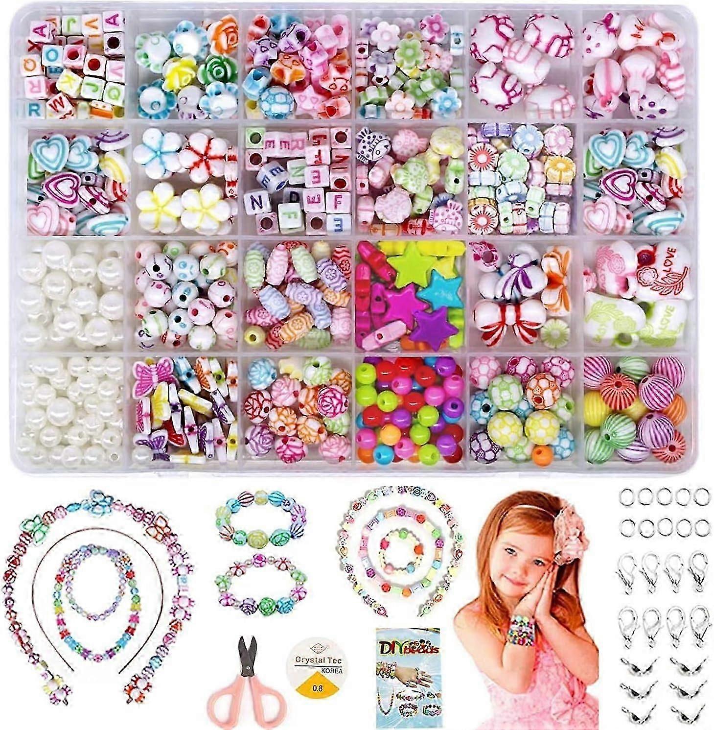 Perlen zum Auffdeln, DIY Perlen Set Armbnder Selber Machen Kinder Schmuck Schnurset, Buchstaben Perlenschmuck Schmuckbasteln, Geburtstagsgeschenk fr M