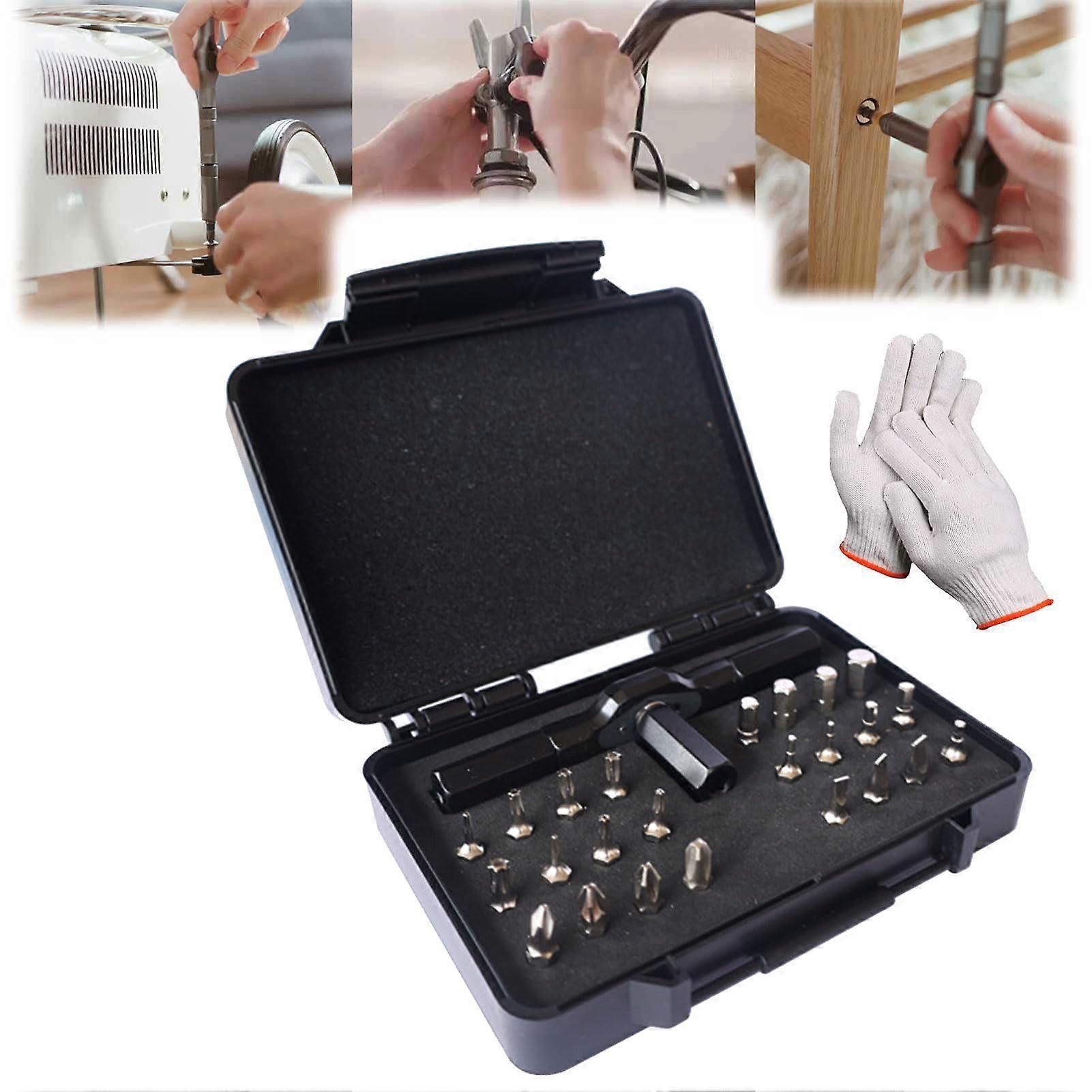 24-in-1 Magnetic Ratchet Screwdriver Set with Removable Handle for DIY Repair Kit (B)