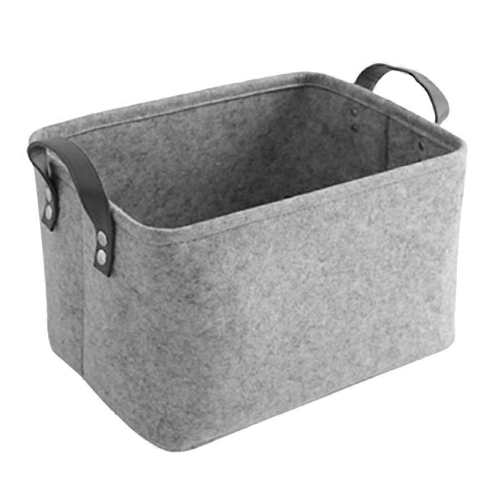 Felt Storage Bin Small Organizer for Home Use Light Grey 33*23cm Square Simple 1Pcs