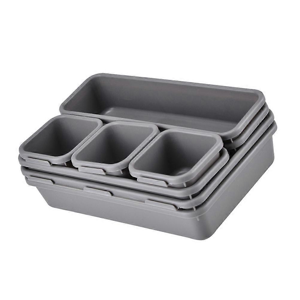 8Pcs Drawer Storage Boxes for Household Desktop Organizer with Sundries Cases in Light Gray
