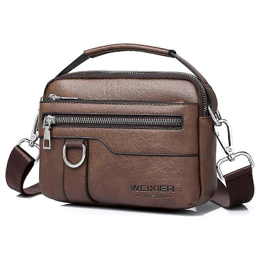 WEIXIER D893 Men Multifunctional Crossbody Bag PU Leather Commuting Single Shoulder Pack