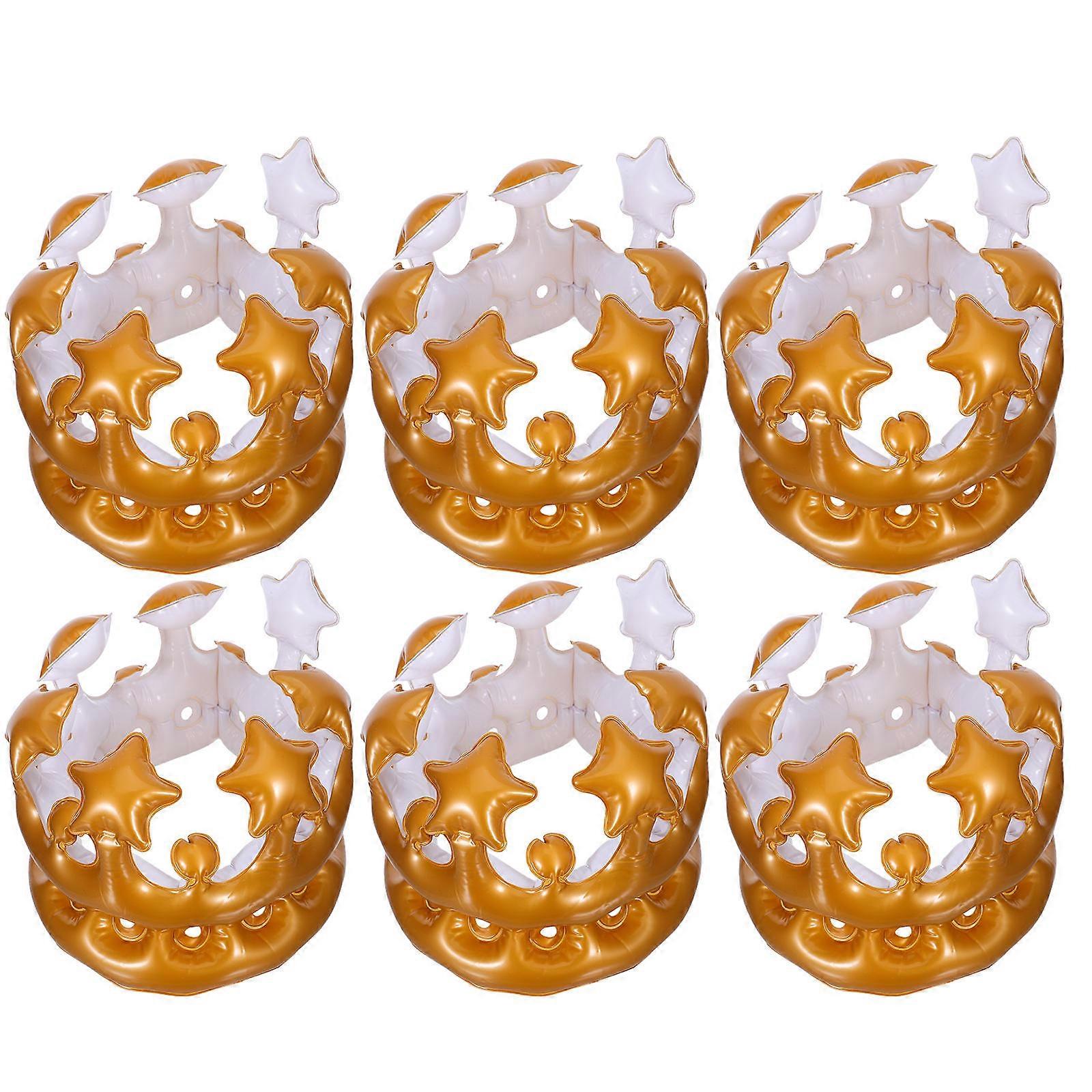 6pcs Multipurpose Inflatable Crowns for Birthday Parties, Cosplay & Events – Lightweight, Comfortable Headwear for Celebrations & Photo Props