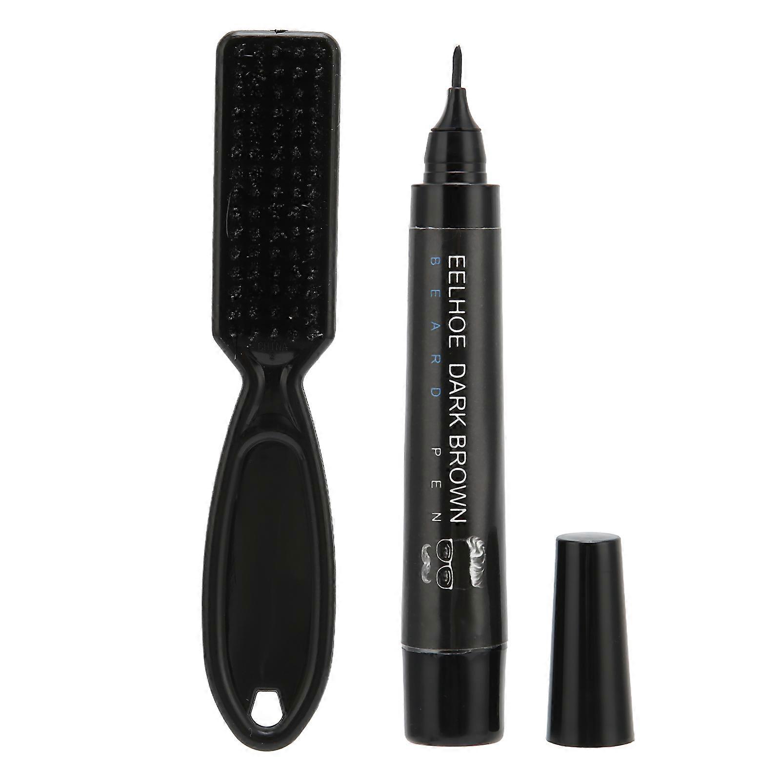 Beard Pencil Filler Set ABS Waterproof 4 Tip Beard Pen Brush for Mustache FillingBrown