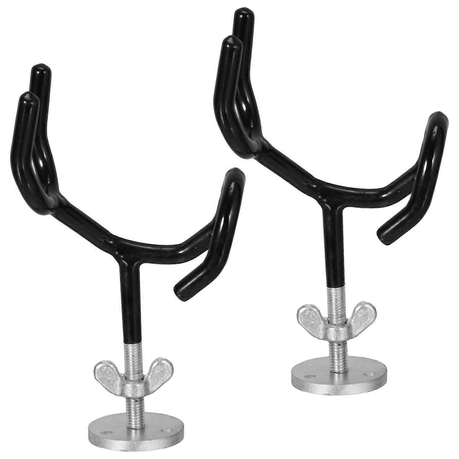 Steel Rod Fishing Holder with Mounting Base for Drift Fishing in Black Color 2 Pieces