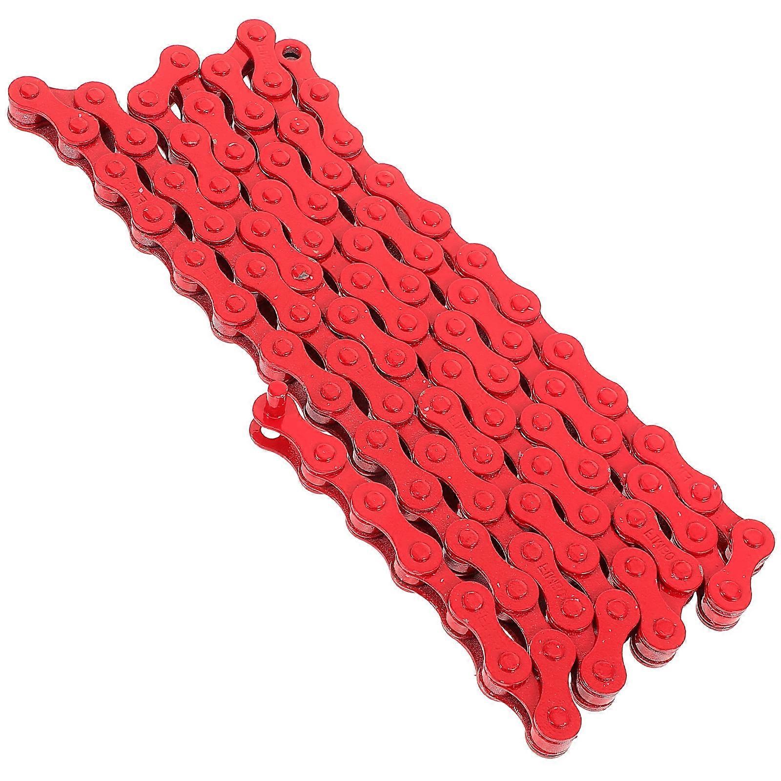 Single Speed Bike Chain Color Red Bicycle Chain Replacement Cycling Racing Emergency Use 1Set