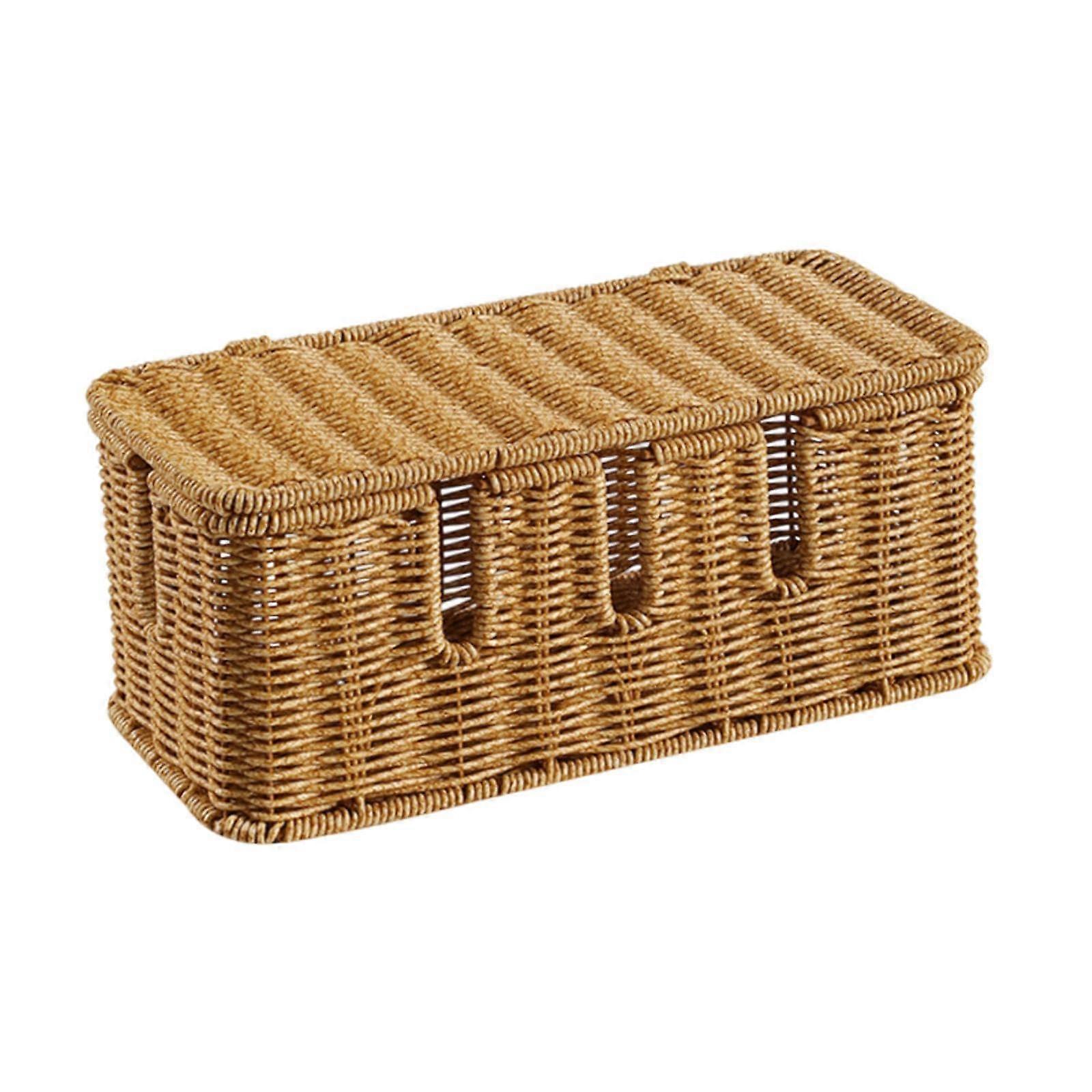 Cable management box with lid, cord organizer, desk storage for devices, floor cables, computer, 30.5x14x13.3cm, 5 slots.