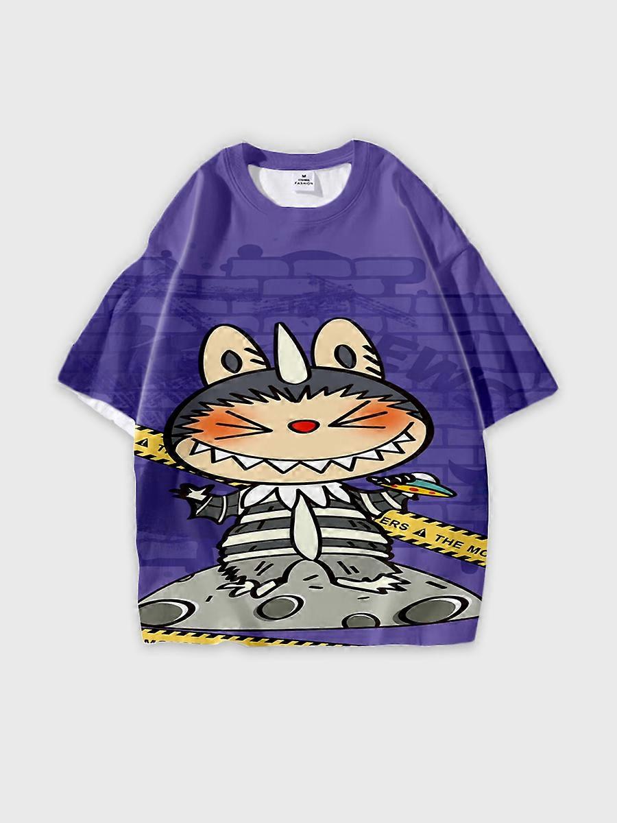 T-shirt round neck Pattern loose short sleeve K728