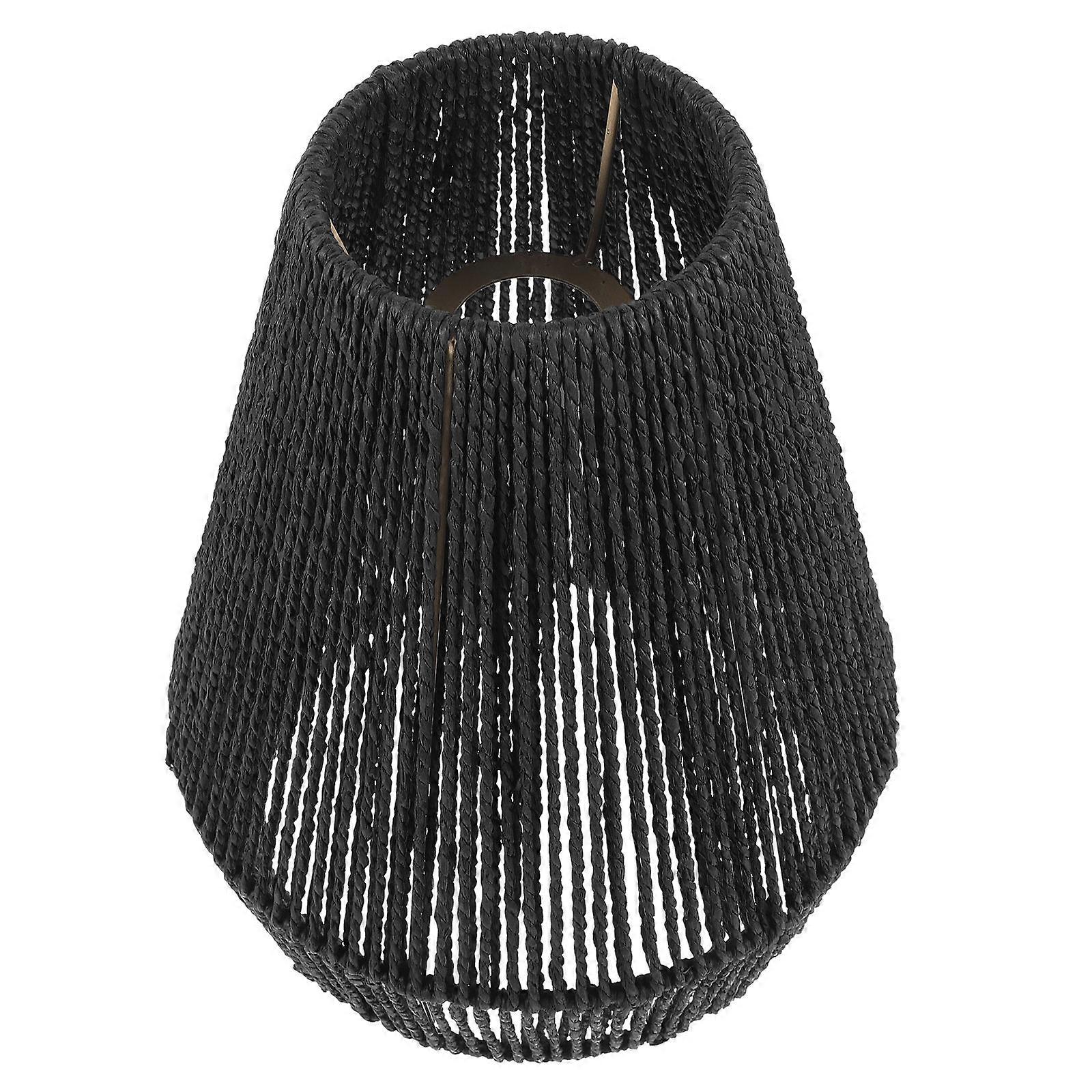 Black Paper Rope Lampshade with Natural Weaving Design for Home Decoration Small Lamp Cover