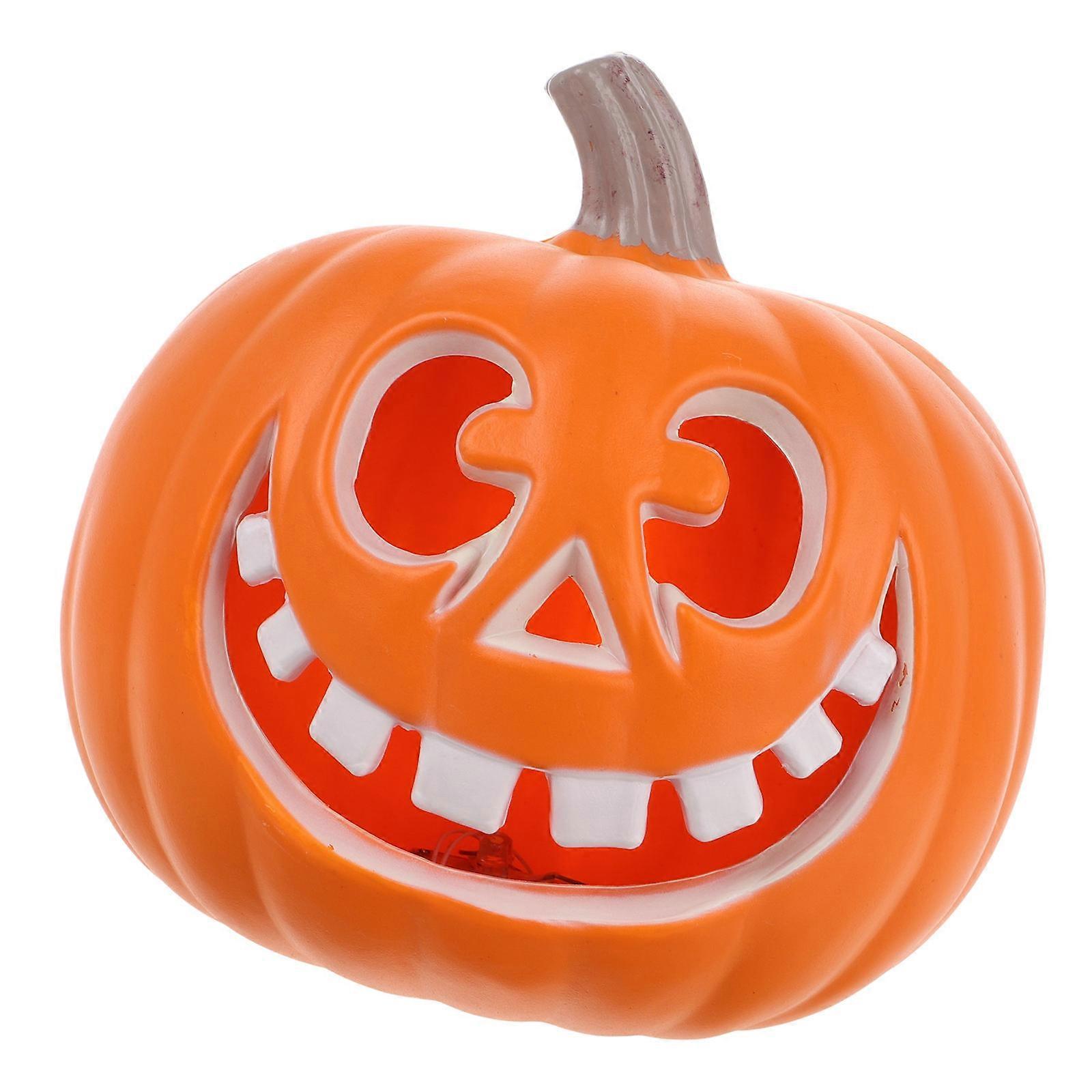 Unique Orange Light Up Pumpkin Lantern Halloween Outdoor Decoration with Battery Power 8.9×8.3×8.3in 1Set