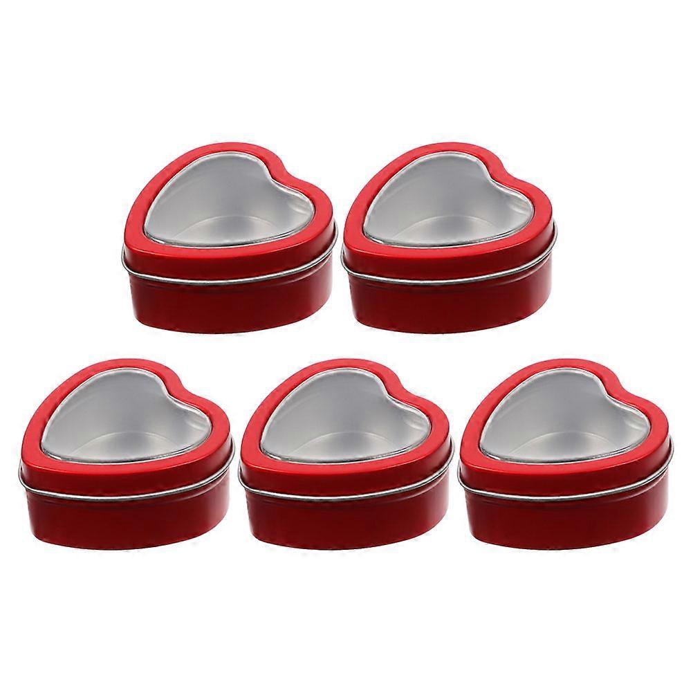 FRCOLOR 5PCS Heart Shaped Metal Tins Reusable Containers for Candy Cookies Storage Small Gifts for Weddings Parties and Special Events