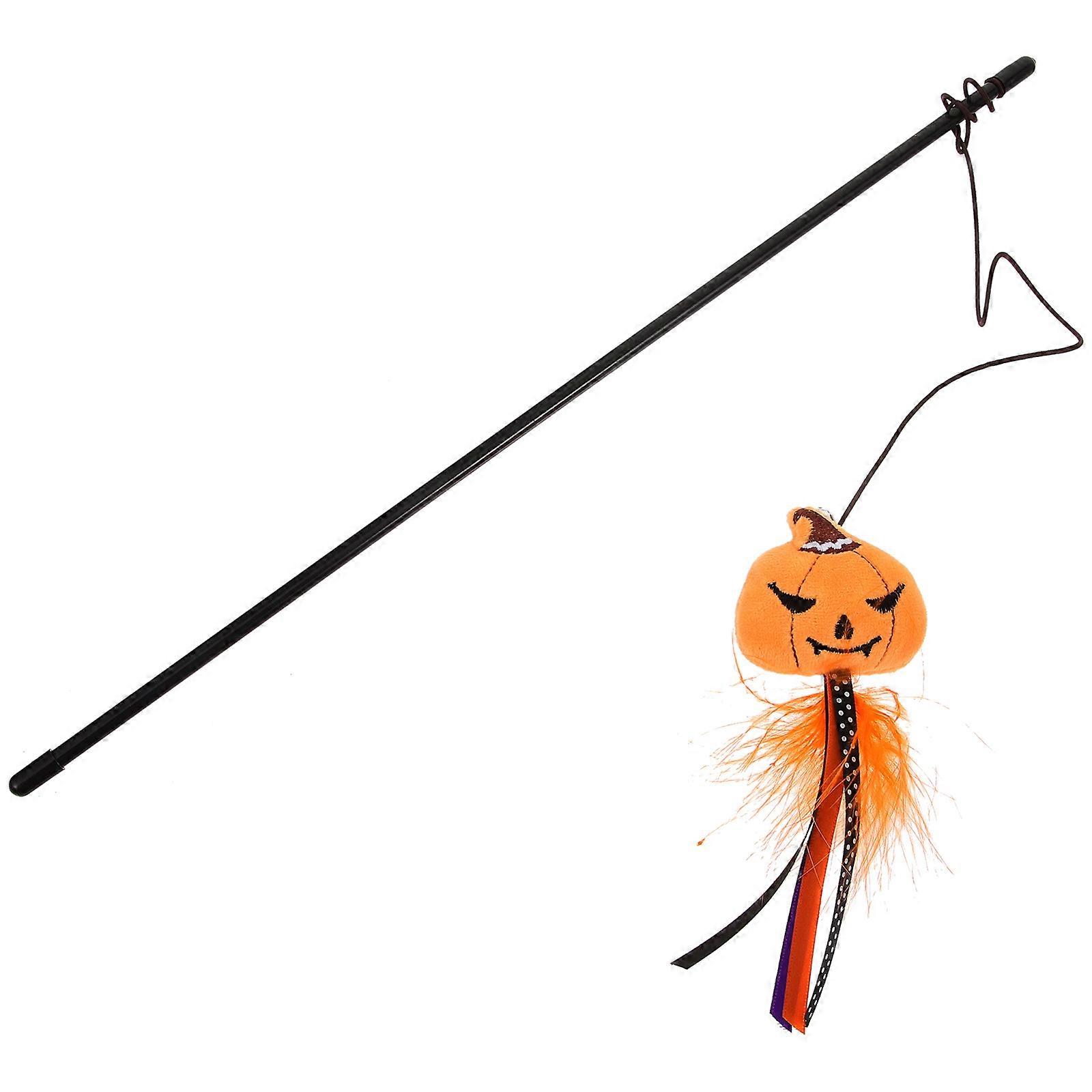 Cat Wand Toy Halloween Cat Teasing Wand Stimulate Curiosity 41.00X6.00X2.50CM 1Pack