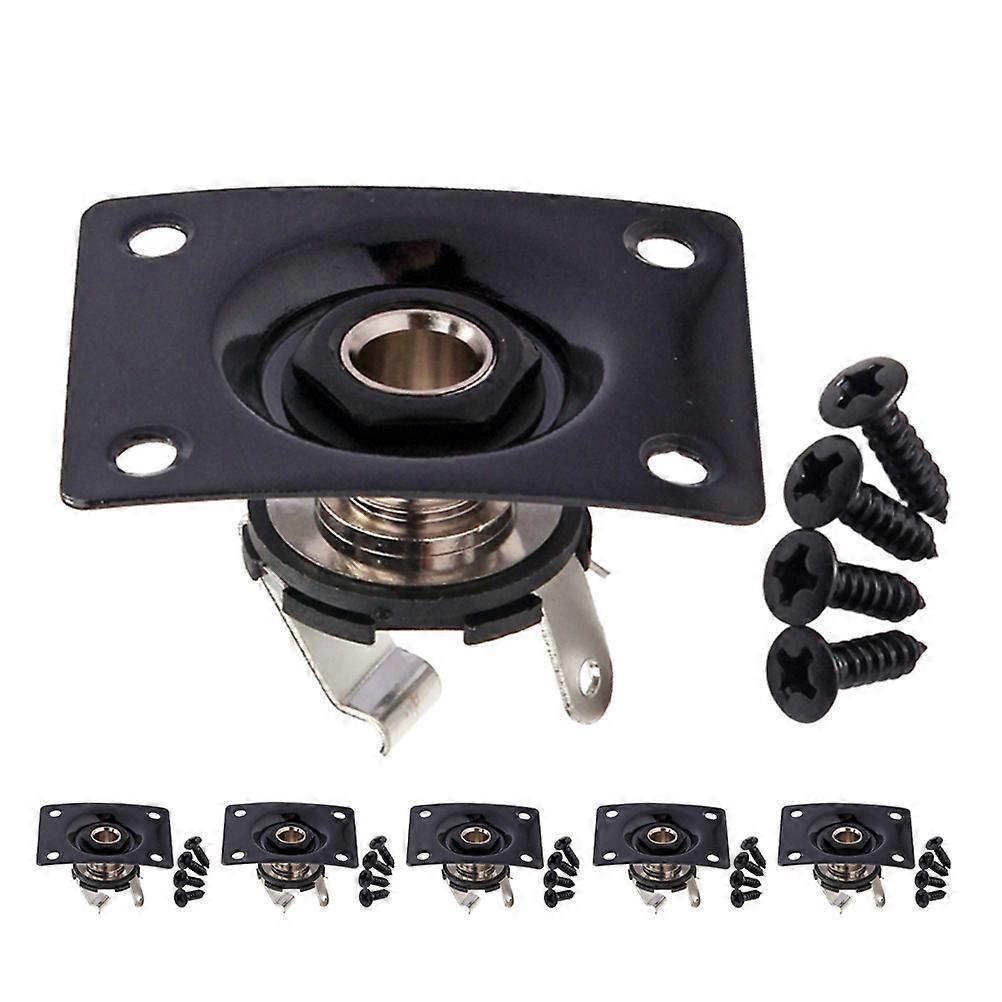 Black Metal Guitar Jack Plate Output Socket for Electric Bass – Standard Compatibility, Enhanced Signal Transmission & Noise Reduction for