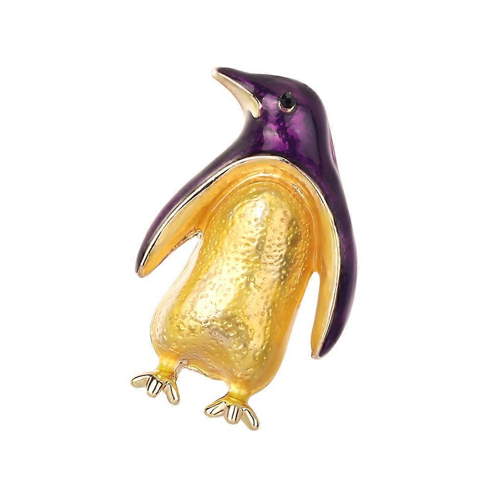 Golden Sparkly Rhinestone Penguin Brooch for Decoration Environmental Friendly Alloy 1.4 Inch
