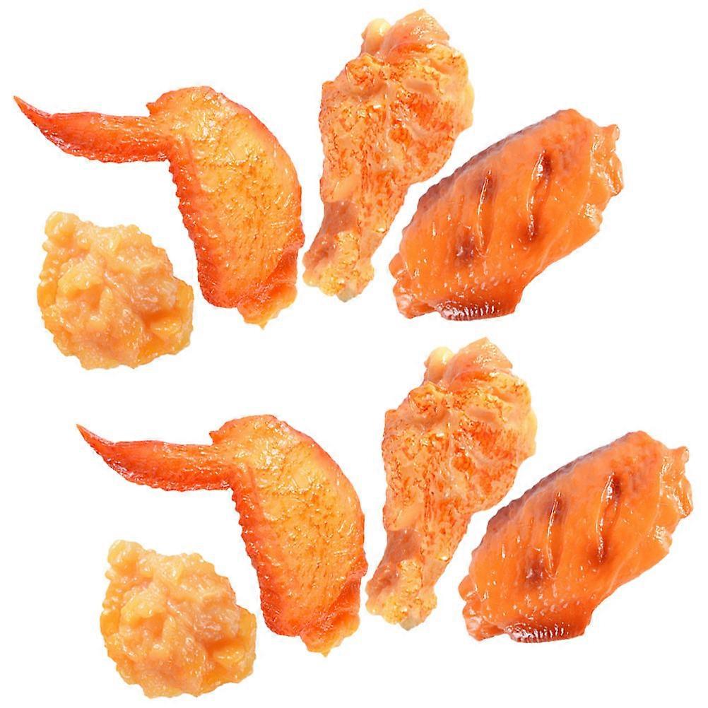 Simulation Food Model Realistic Chicken Toys 8Pcs Chicken Leg Shape Orange PVC Playtime Role-Playing Fun