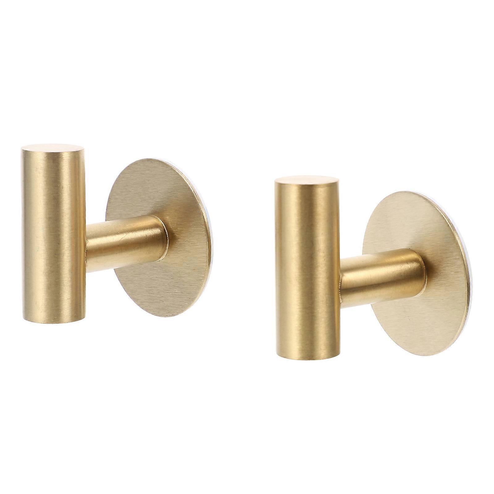 Golden Stainless Steel Wall Hooks for Hanging Towels Coats Robe 2 Pcs Lightweight