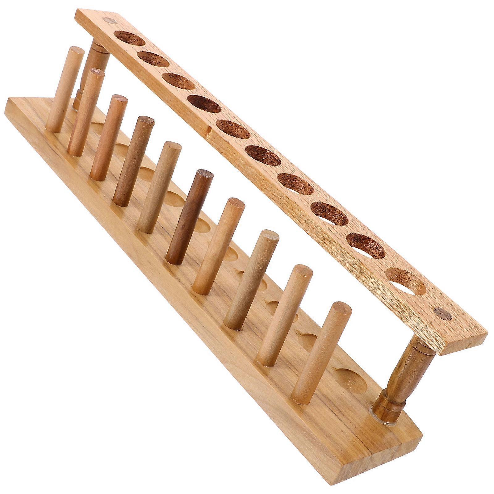 Durable Wooden Test Tube Rack for Laboratory Use with Precise Holes and Sturdy Holes