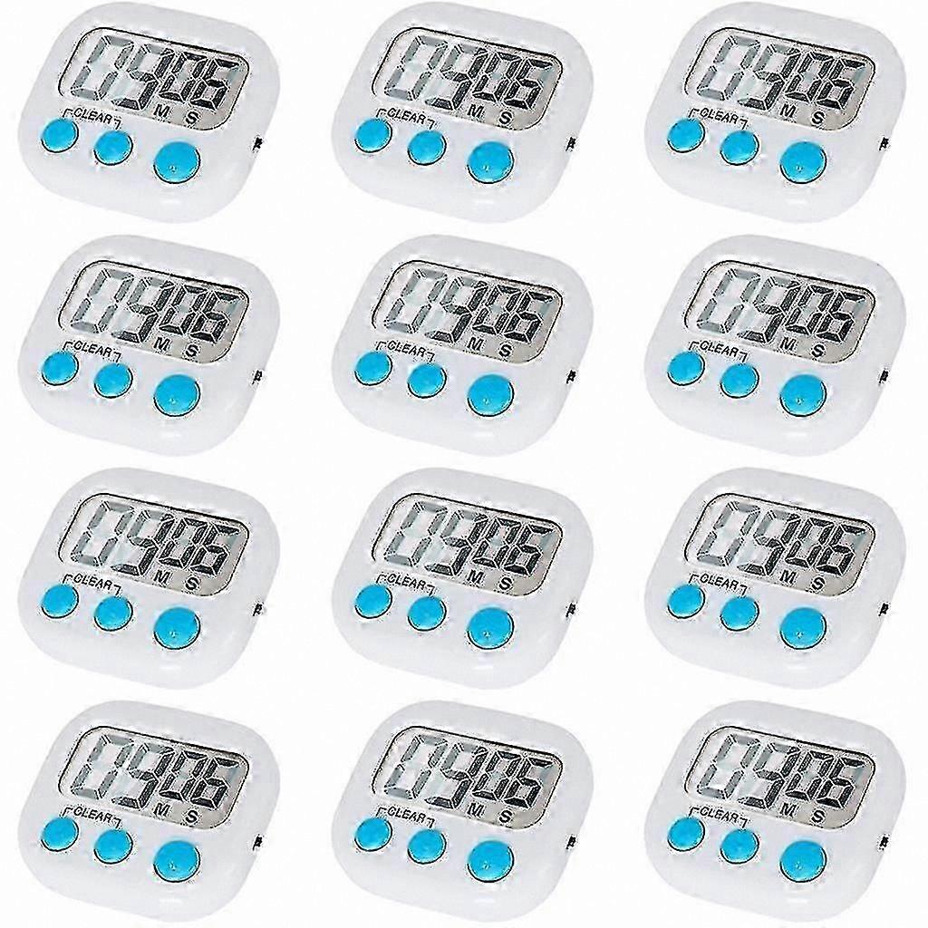 12-Pack Magnetic Kitchen Timers with Loud Alarm and On/Off Switch for Cooking and Baking
