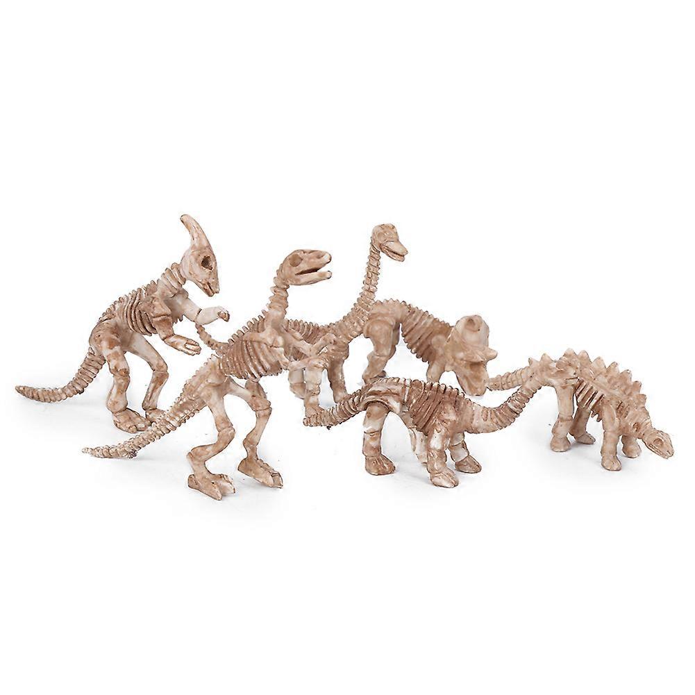 6pcs Dinosaur Fossil Skeleton Models Educational Dinosaur Figures Toys for KidsVintage Color