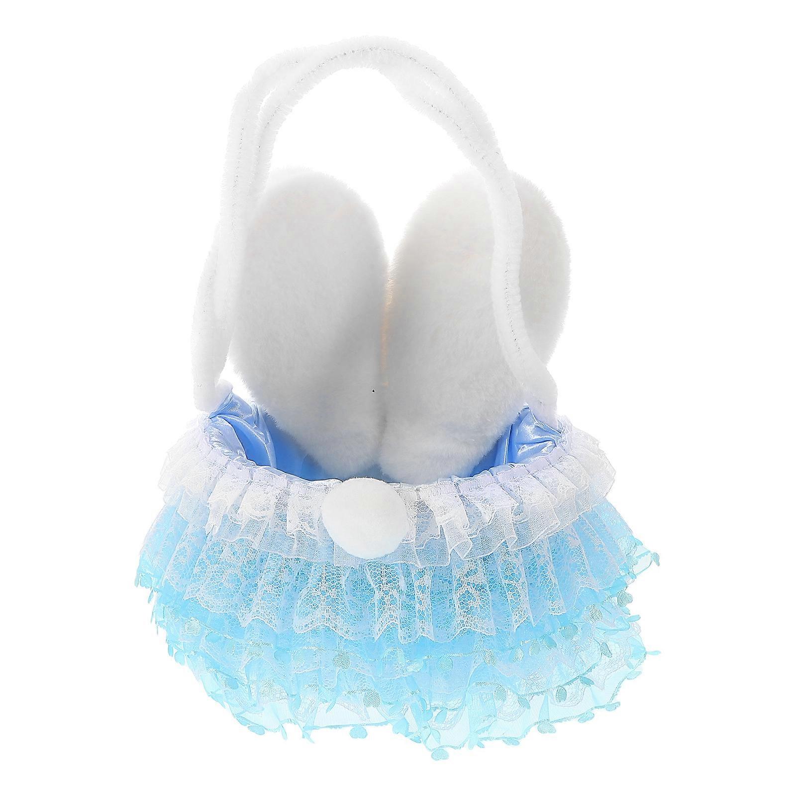 Skyblue Handmade Bunny Ear Basket for Party with Cute Design and Convenient Handle 7.5x5 Inches
