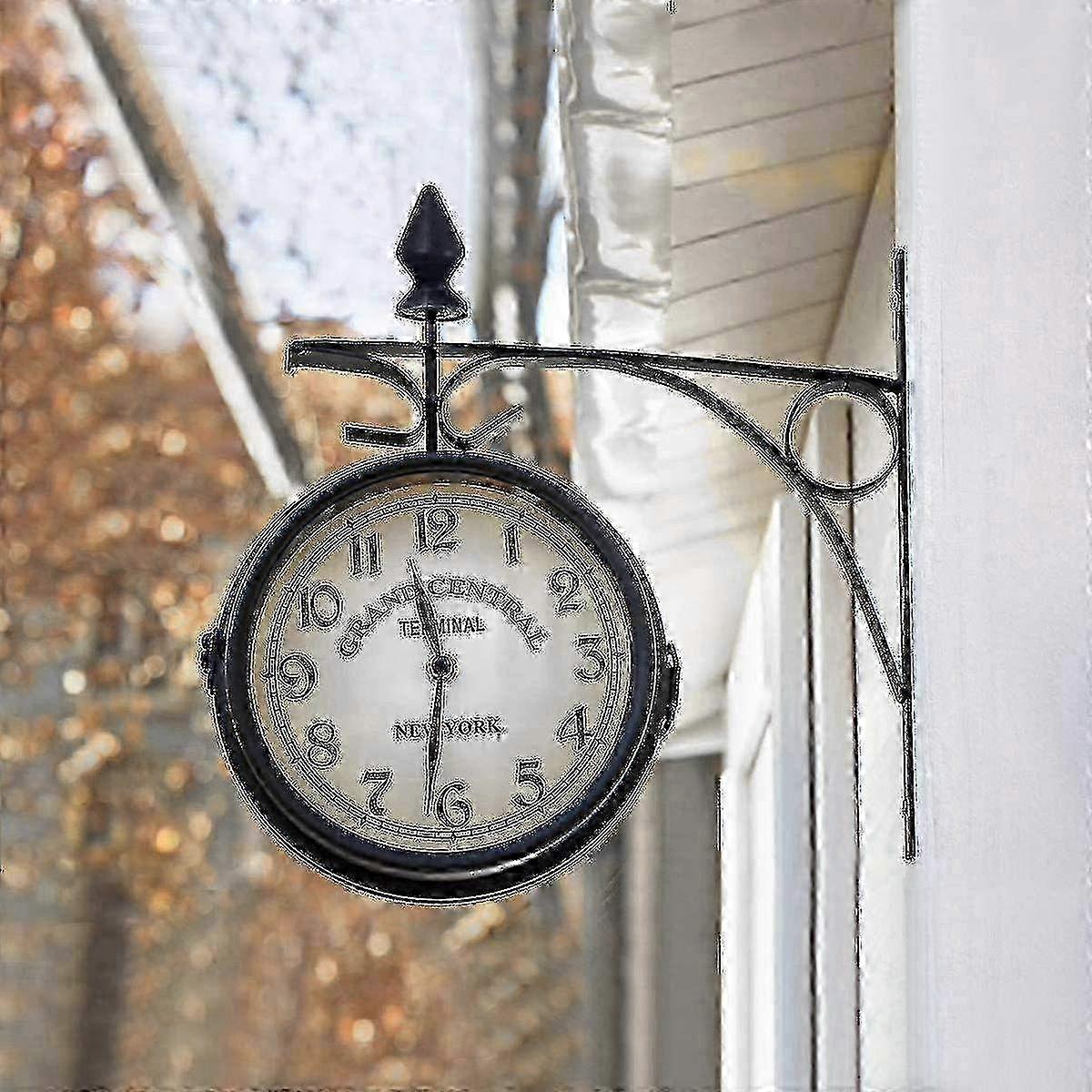 Station Clock with Double-Sided Wall Design Measuring 33cm x 30cm x 10cm