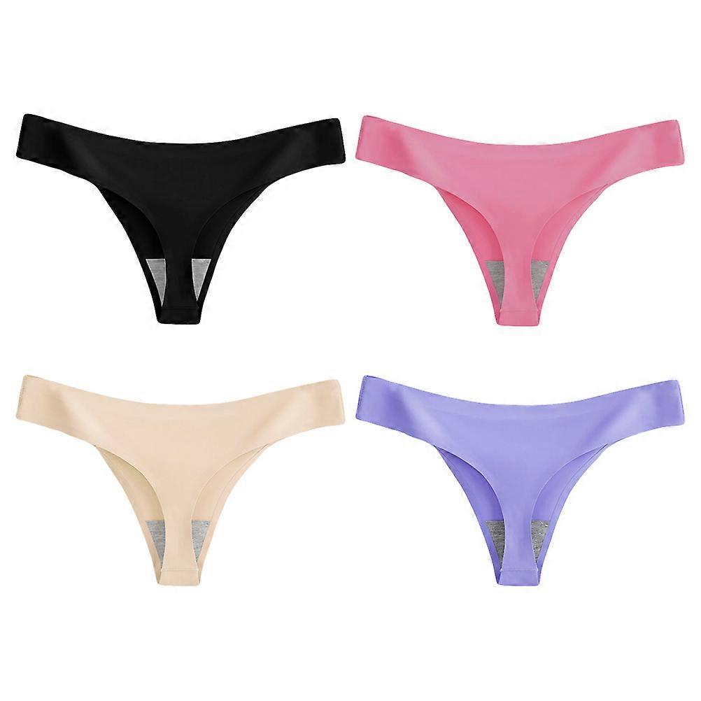 Assorted Color Women's Underwear Brief 4Set Comfortable Pants Breathable Design For Daily Wear And Casual Use
