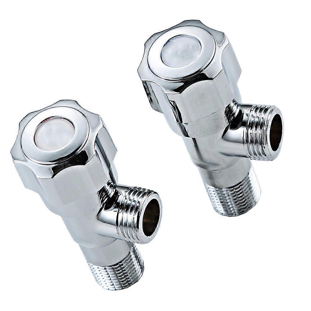 Practical Angle Valves for Bathroom Use Thickened Copper Hot Cold Water Valve 2 Pieces Silver
