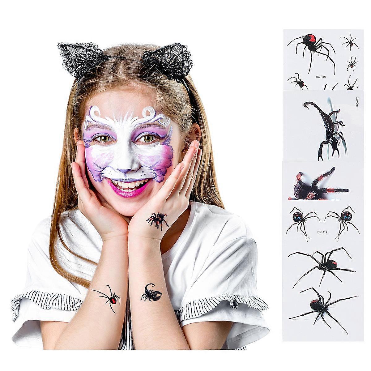 Temporary Design Spider Shape Stickers For Halloween Parties Waterproof Fun Decor 20 Sheets