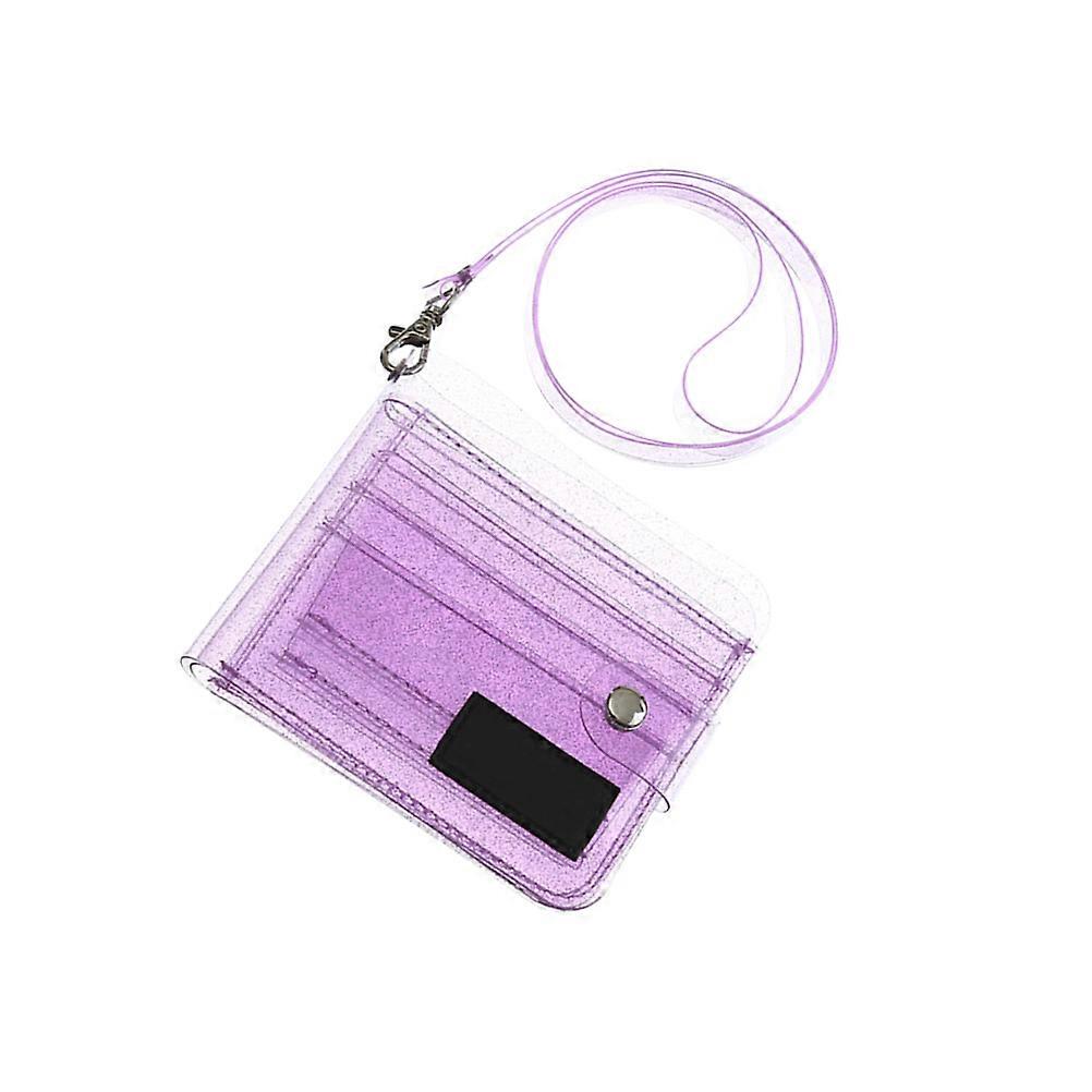 بطاقة محفظة للنساء قابلة للطي PVC حامل شفاف فتحات معرف متعددة أنيق أرجواني 1 قطعة