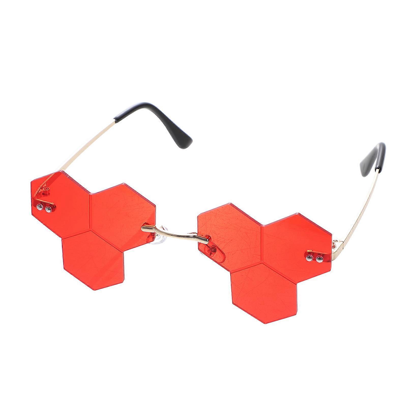 Frameless Eyewear Unisex Fashion Eyeglasses Suitable For Halloween Cosplay Party 5.4X5.1X2.2In Red Durable 1Pair