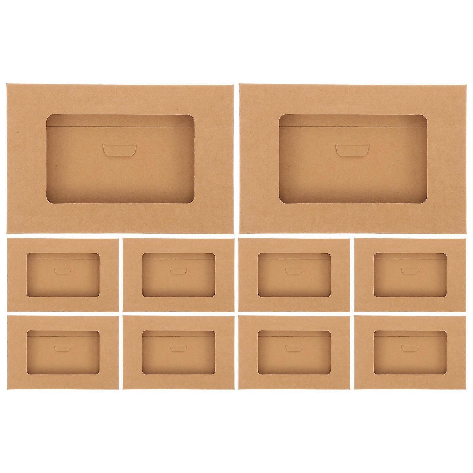 10pcs Delicate Postcard Boxes Kraft Paper Envelop Open Window Box Set