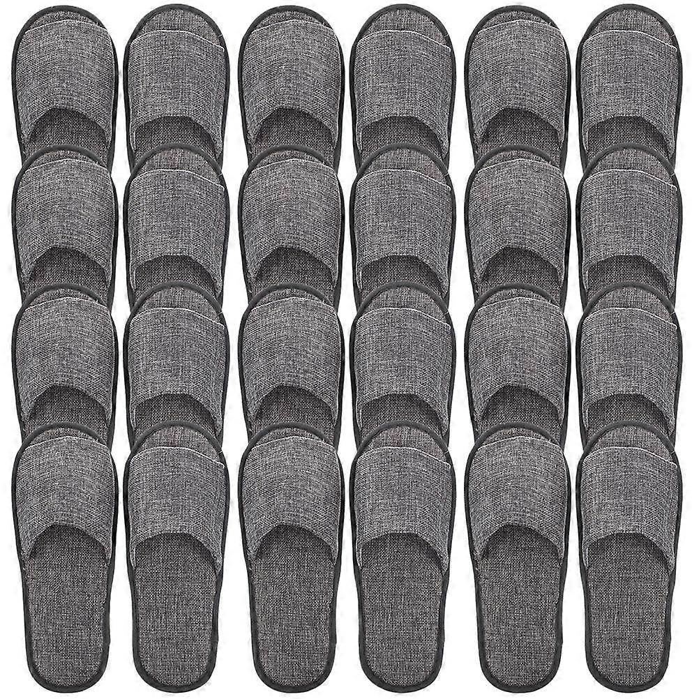 Grey Disposable Slippers 12 Pairs Open-Toe Anti-Slip Design Lightweight Portable Slippers Ideal For Spa Hotel And Home Settings