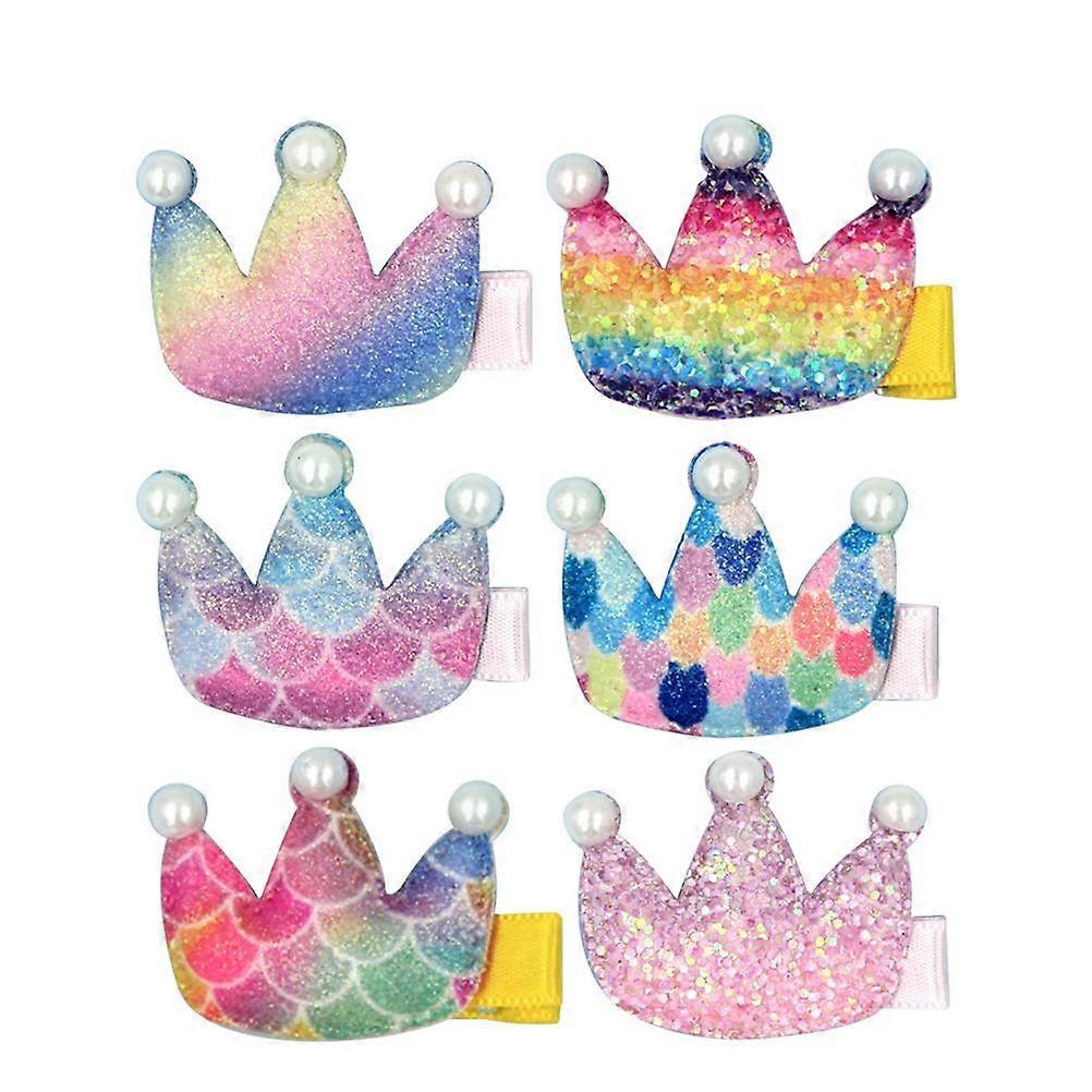 Stylish Pearl Crown Shaped Hair Pins For Kids With Assorted Color 6Pcs Perfect For And Styling