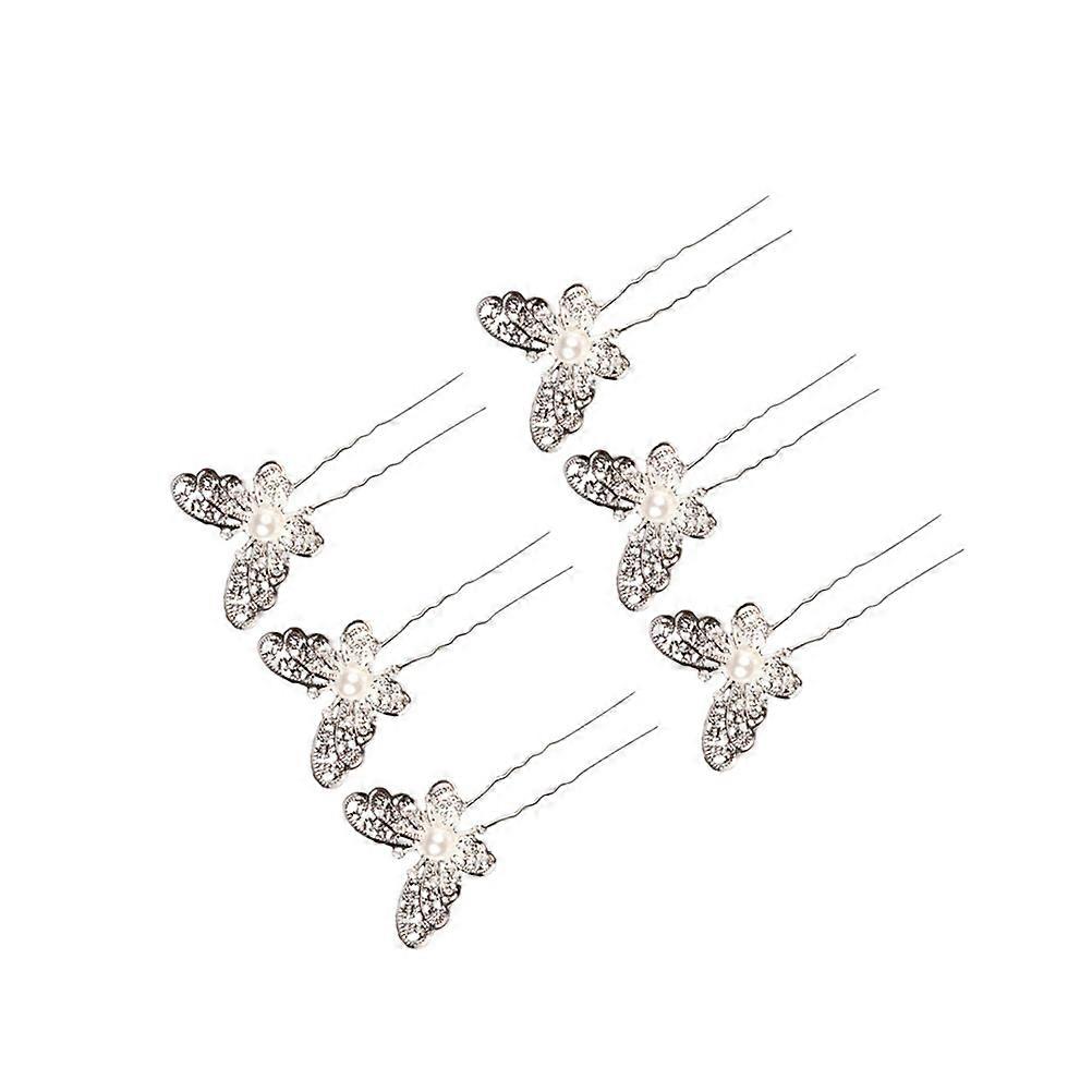 a polished and professional product description based on your input:
**6pcs Elegant Vintage U Shaped Hairpins – Rhinestone Inlaid Hair Sticks for