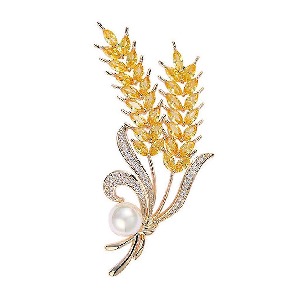 Golden Electroplated 18K Real Gold Brooch with Micro Zircon Inlaid for Women Clothes Accessories 1pc