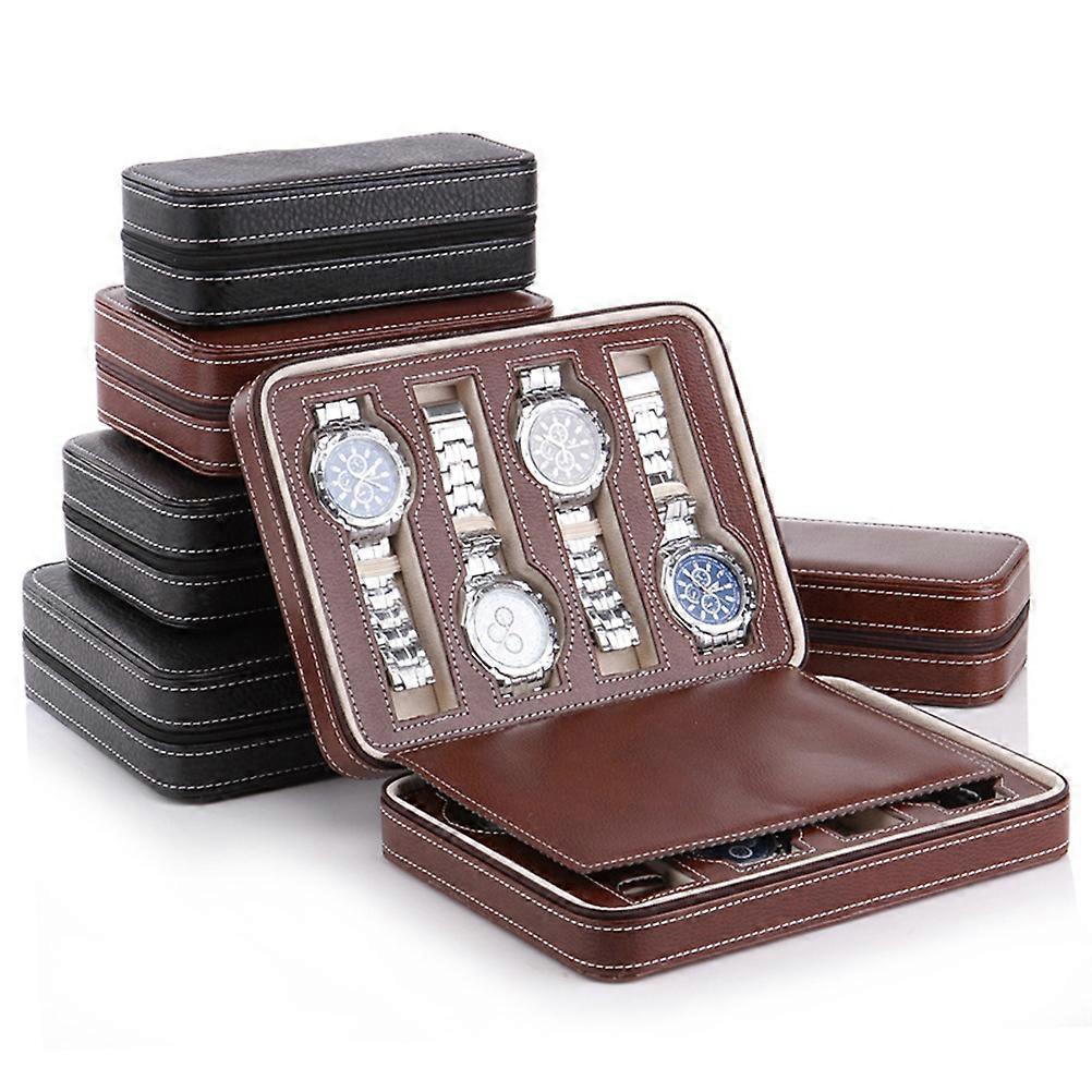 Travel Watch Box Organizer For Watch Collectors Brown Rectangular Storage 1Set