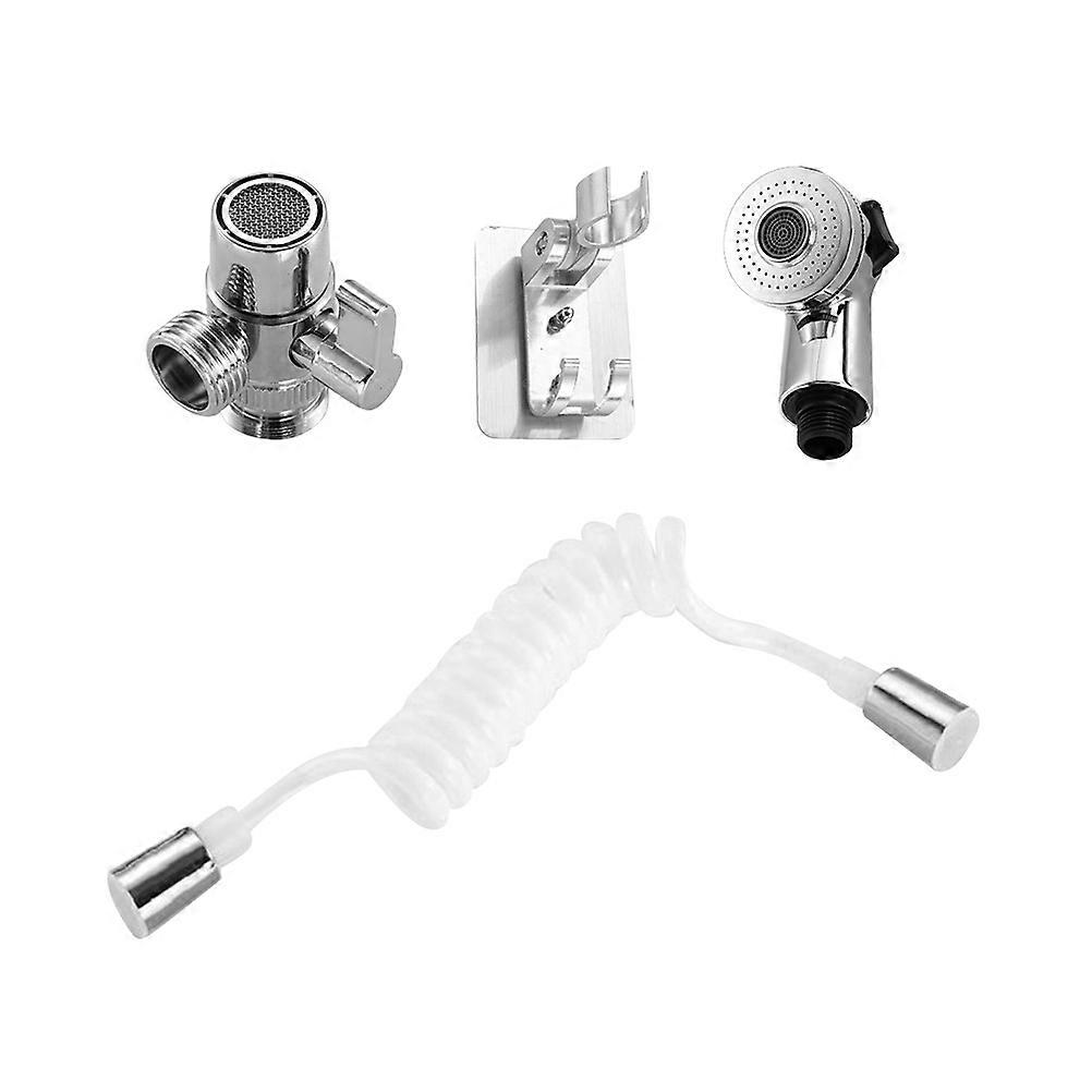 1 Set Bathroom Shower Supplies with Double Control Switch for Sink Silver ABS Copper