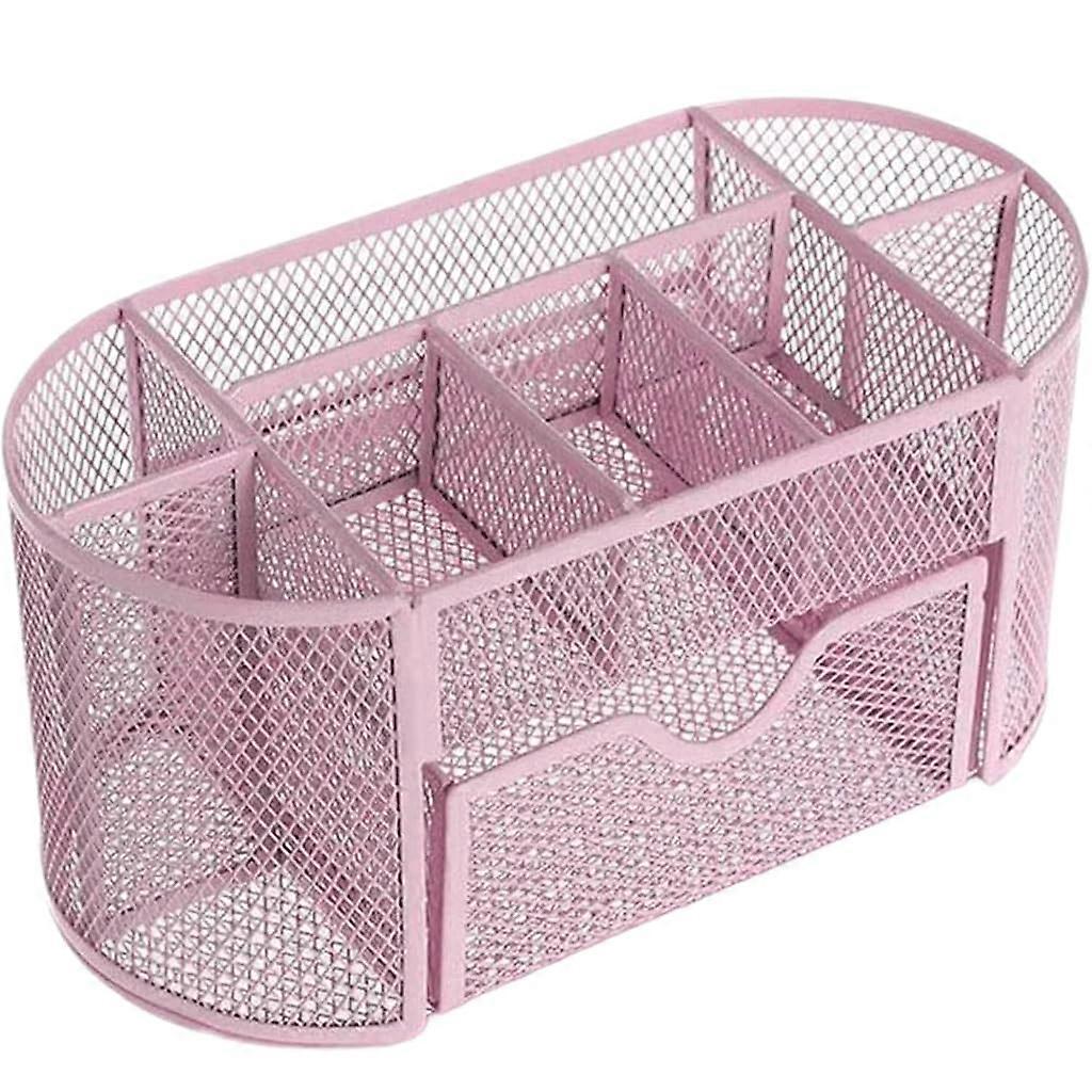 Metal Pen Holder, Multifunctional Creative Desk Organizer, Nine-Grid Drawer Style, Multi-Grid Storage Box for Office