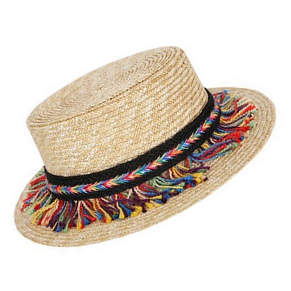 Stylish Wide Brim Beach Hat with Tassel for Outdoor Decor Multi Color Synthetic Material