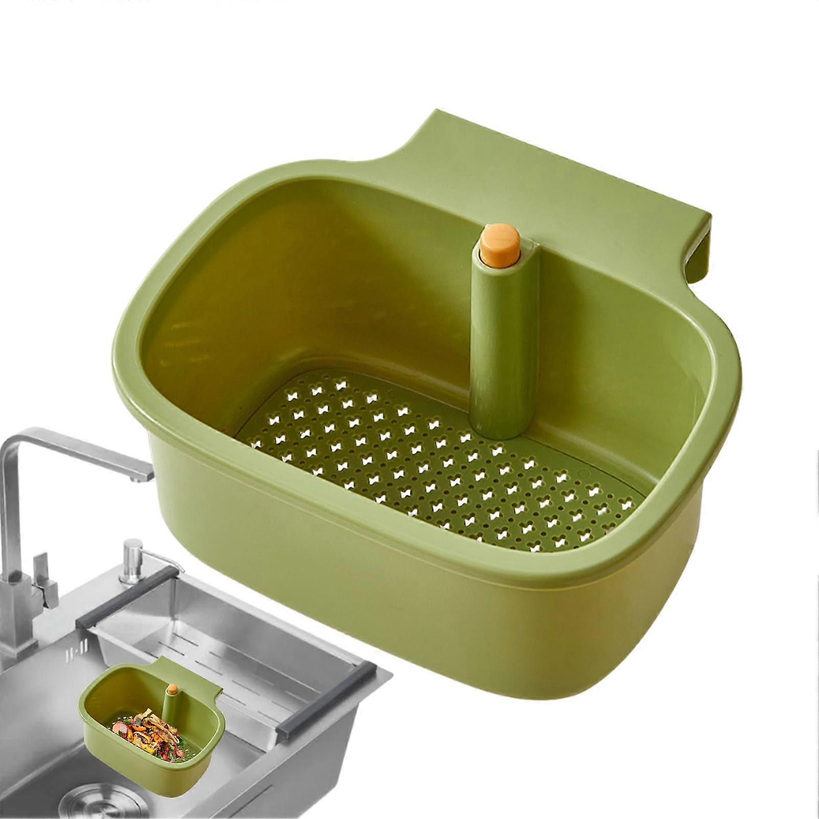 Sink Strainer Basket, Retractable Filter for Kitchen Sink, Multi-Purpose Dish Drying Rack, Green, Easy to Install, Durable Design