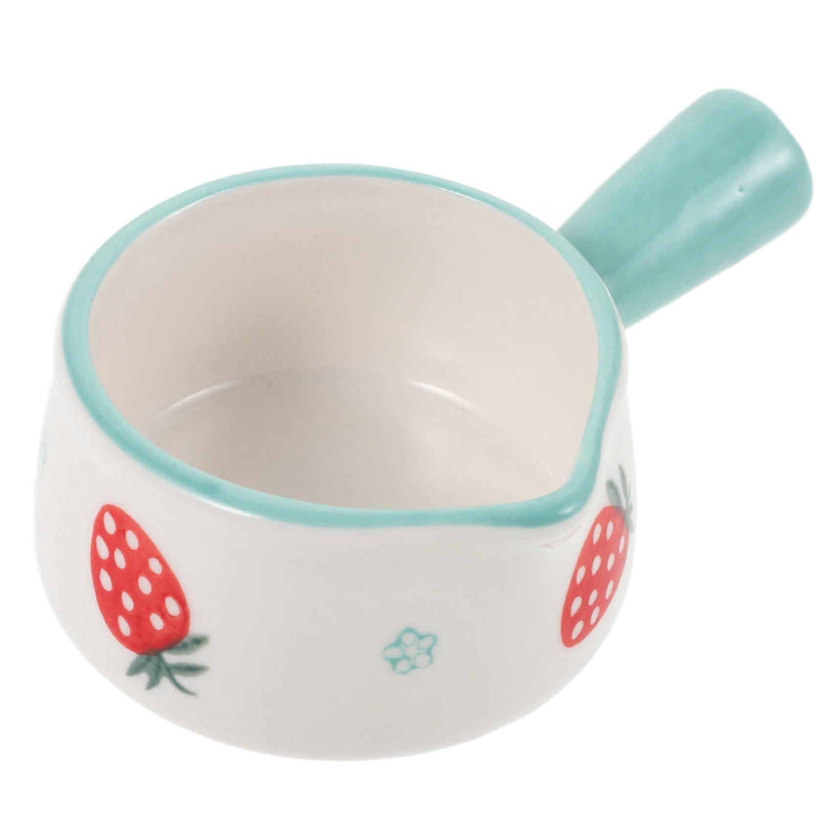 Ceramic Calligraphy Bowl with Handle for Ink Washing Brushes Decorative Desk Accessory in White