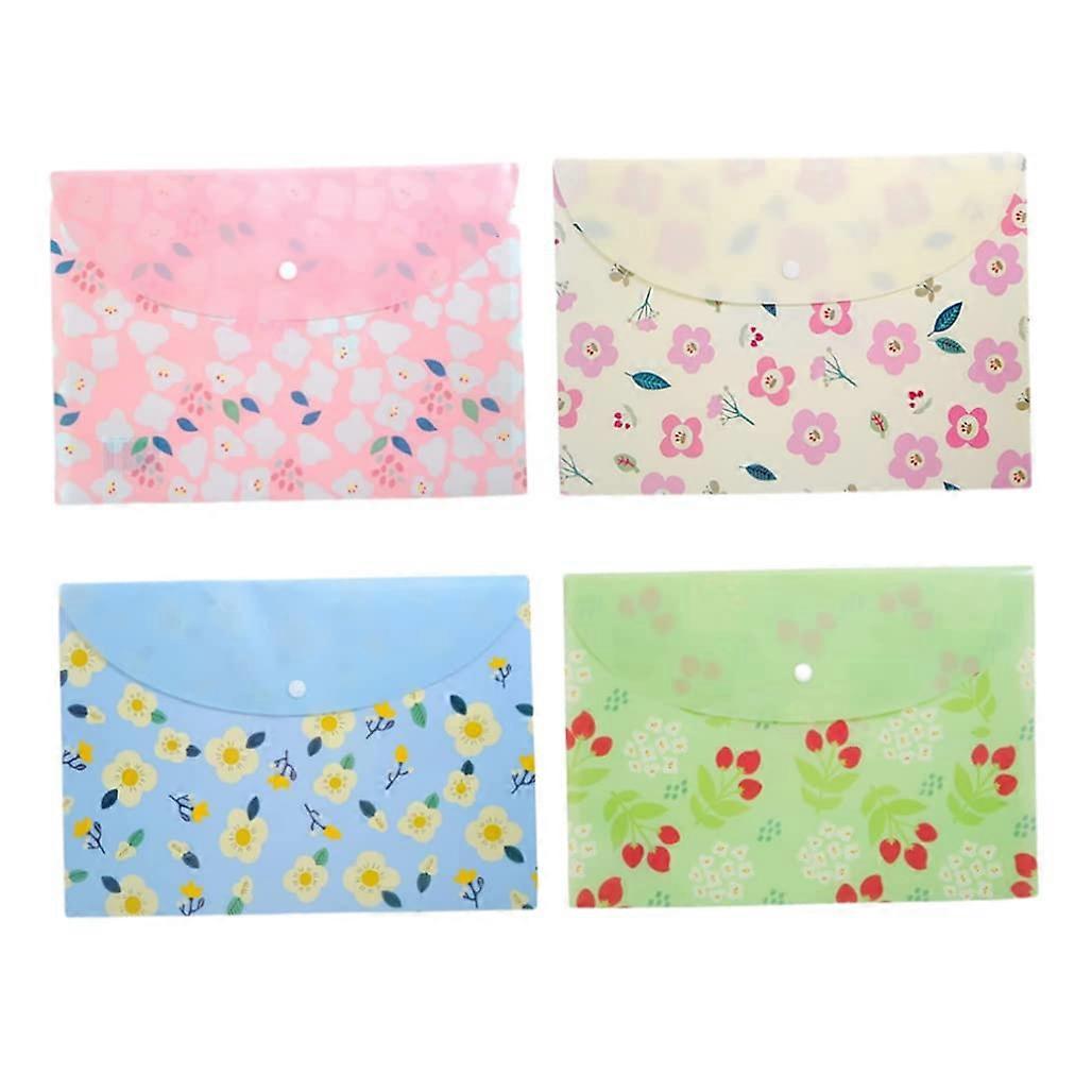 Plastic Envelope A4 Document Folder with Snap Closure - 4 Pack Durable Plastic File Envelopes for Flower Filling