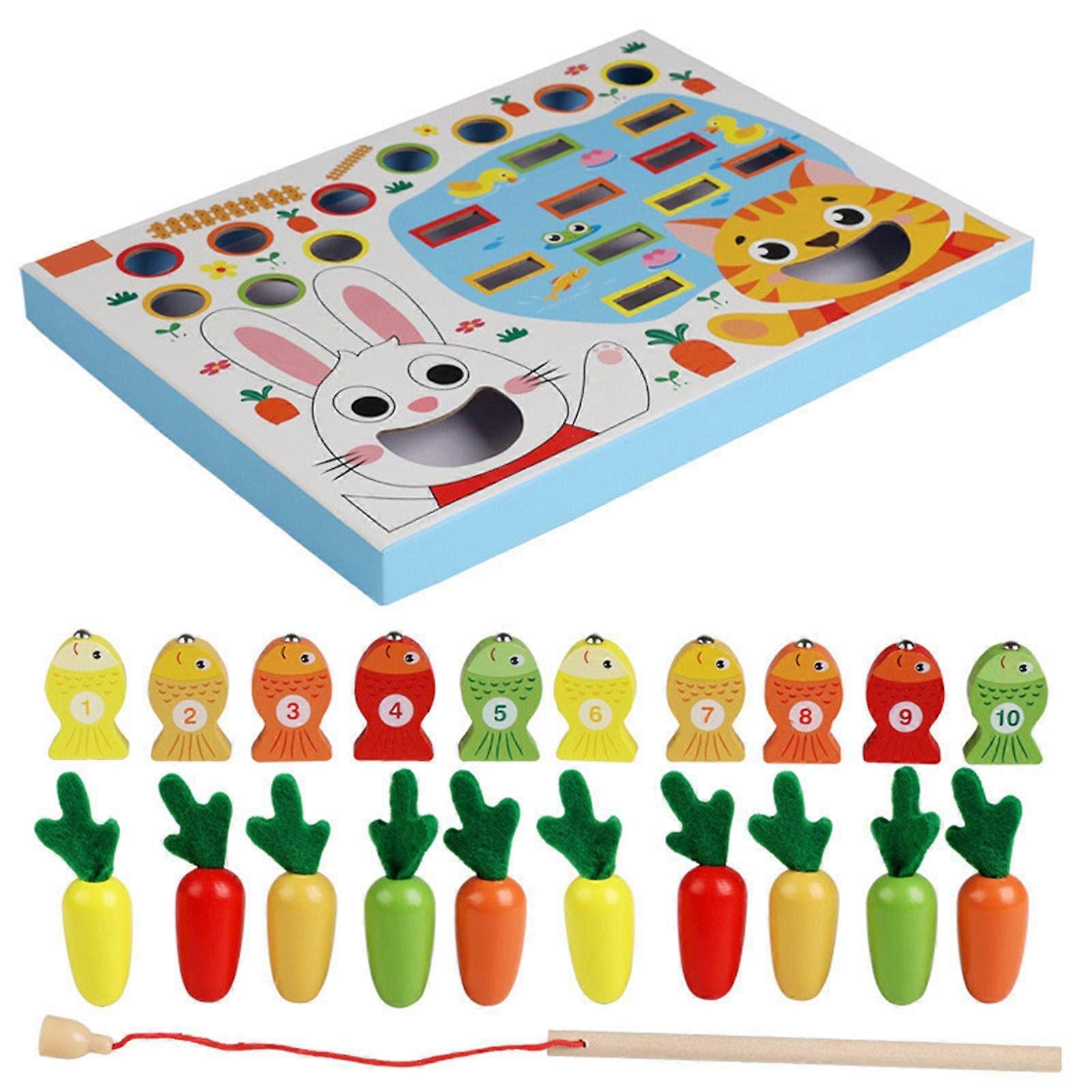 Early Learning Puzzle Toy for Children Interactive Fishing and Carrot Harvesting Game for HandEye Coordination Early Education Fine Motor Skills