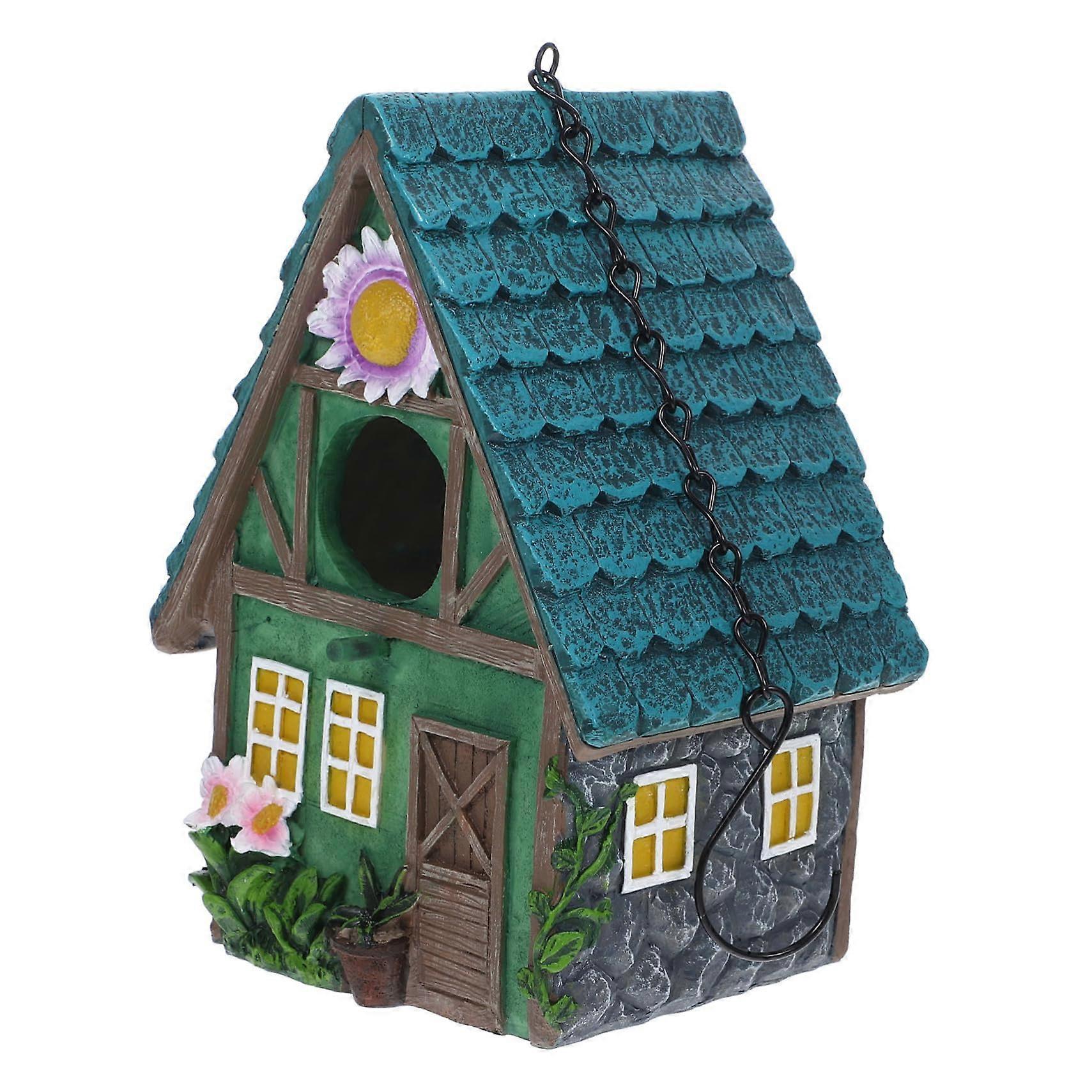 1 piece birdhouse durable resin for birds rustic design for garden and terrace easy hanging nesting place for small birds