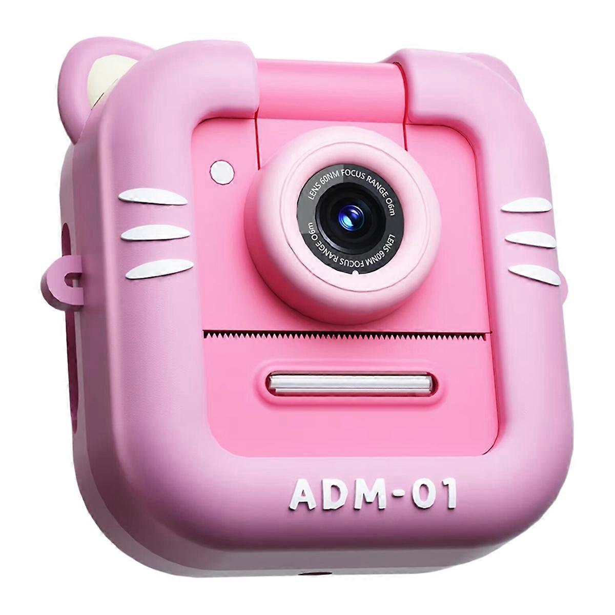 Mini Children Camera 1080P Digital Camera Instant Printing Thermal Printing Camera MP3 32G Memory Card Video Pink
