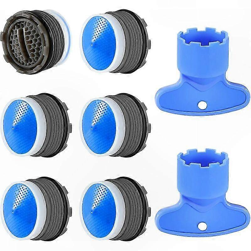 6-Pack M18.5 Faucet Aerator, Sink Nozzle for Kitchen and Bath, Water-Saving Plastic Design with Dual Wrench, Blue Finish