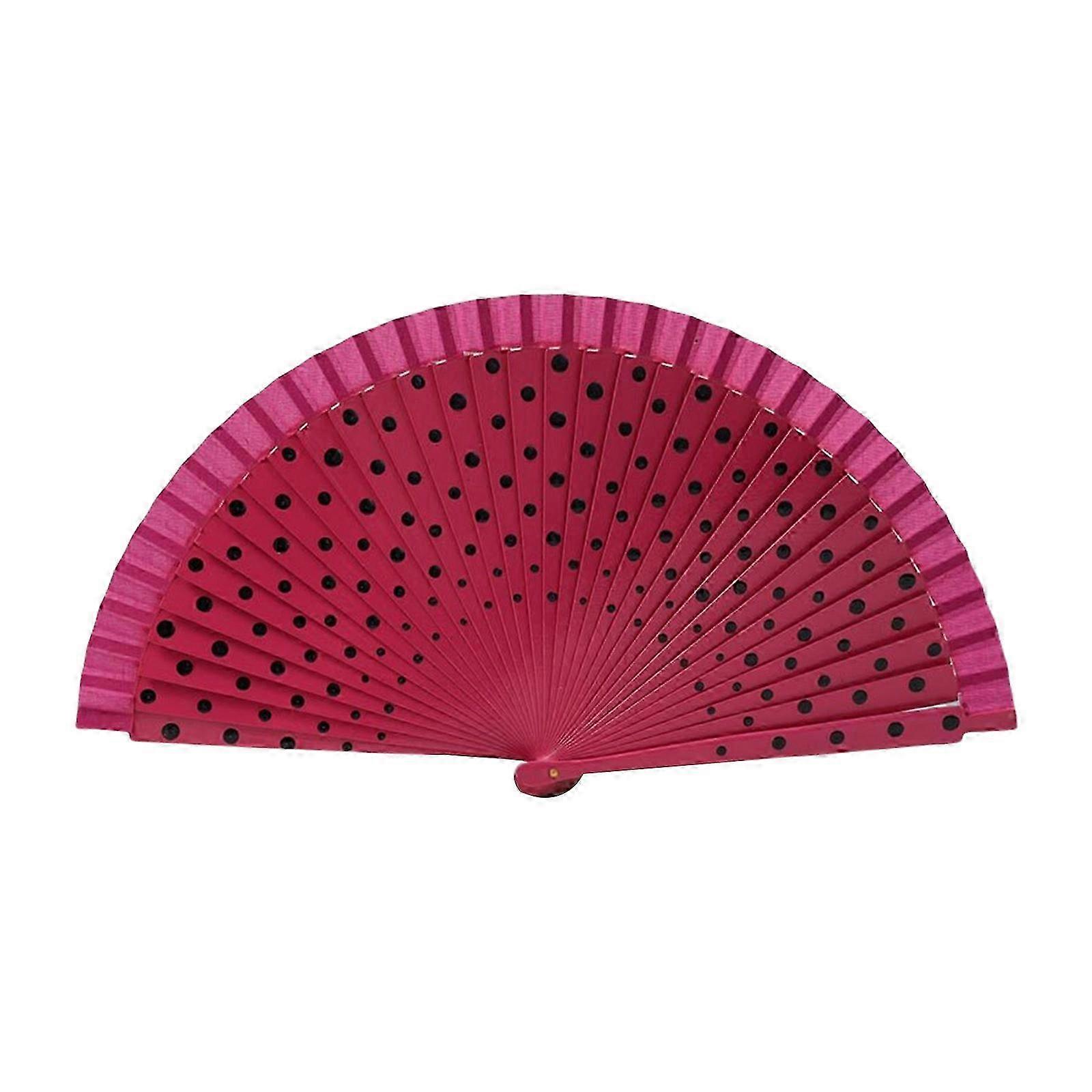 Elegant fan stylish classical retro wooden hand fan Spanish polka dot pattern folding fan suitable for weddings and dances
