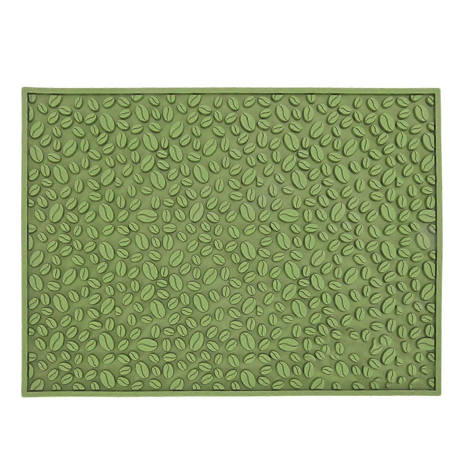 Non-slip Cup Mat, Coffee Bean Pattern, Desk Mat, Bar Mat, PVC Pad for Draining and Filtering Water, Green