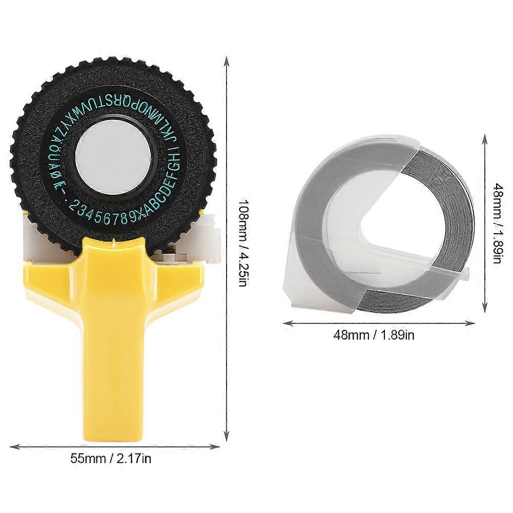 Mini Manual Tape Maker 9mm Embossing Tape Yellow ABS Label