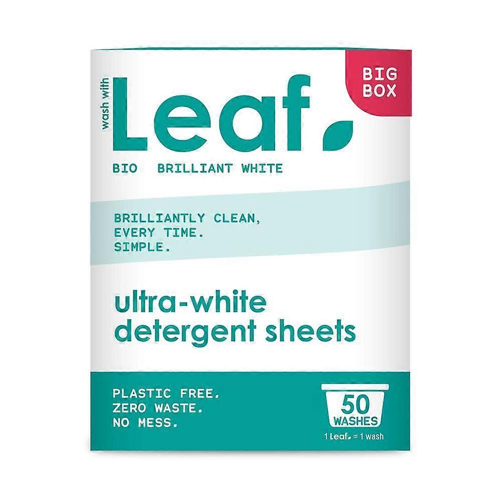 Wash With Leaf Leaf Brilliant White Laundry Detergent Sheets 50 Pack - 4 Pack